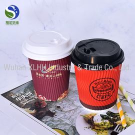 Degradable Ripple Coffee Cups Kraft Paper Ripple Hot Cups Environmentally Friendly